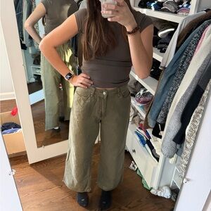 Blank NYC Olive Green Wide-Leg Women's Pants
